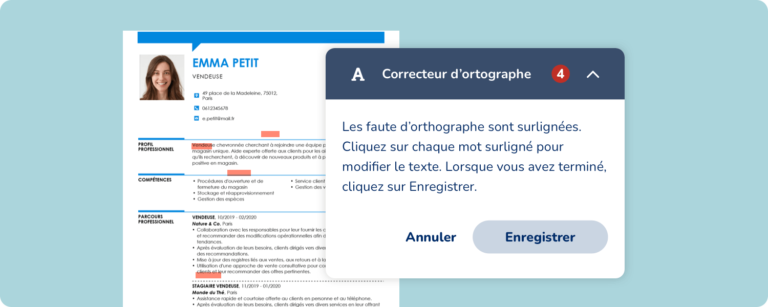 Capture Décran Du Correcteur Orthographique Du Créateur De Curriculum